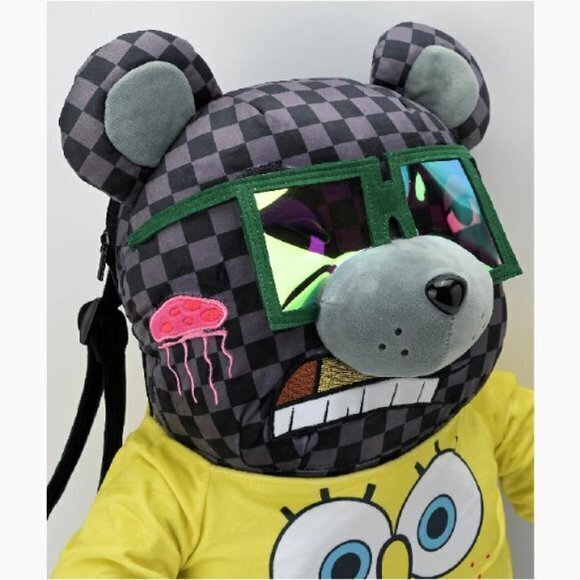 Sprayground x Spongebob Money Bear Teddy Bear Grey Checkered‎ Backpack - Picture 8 of 10